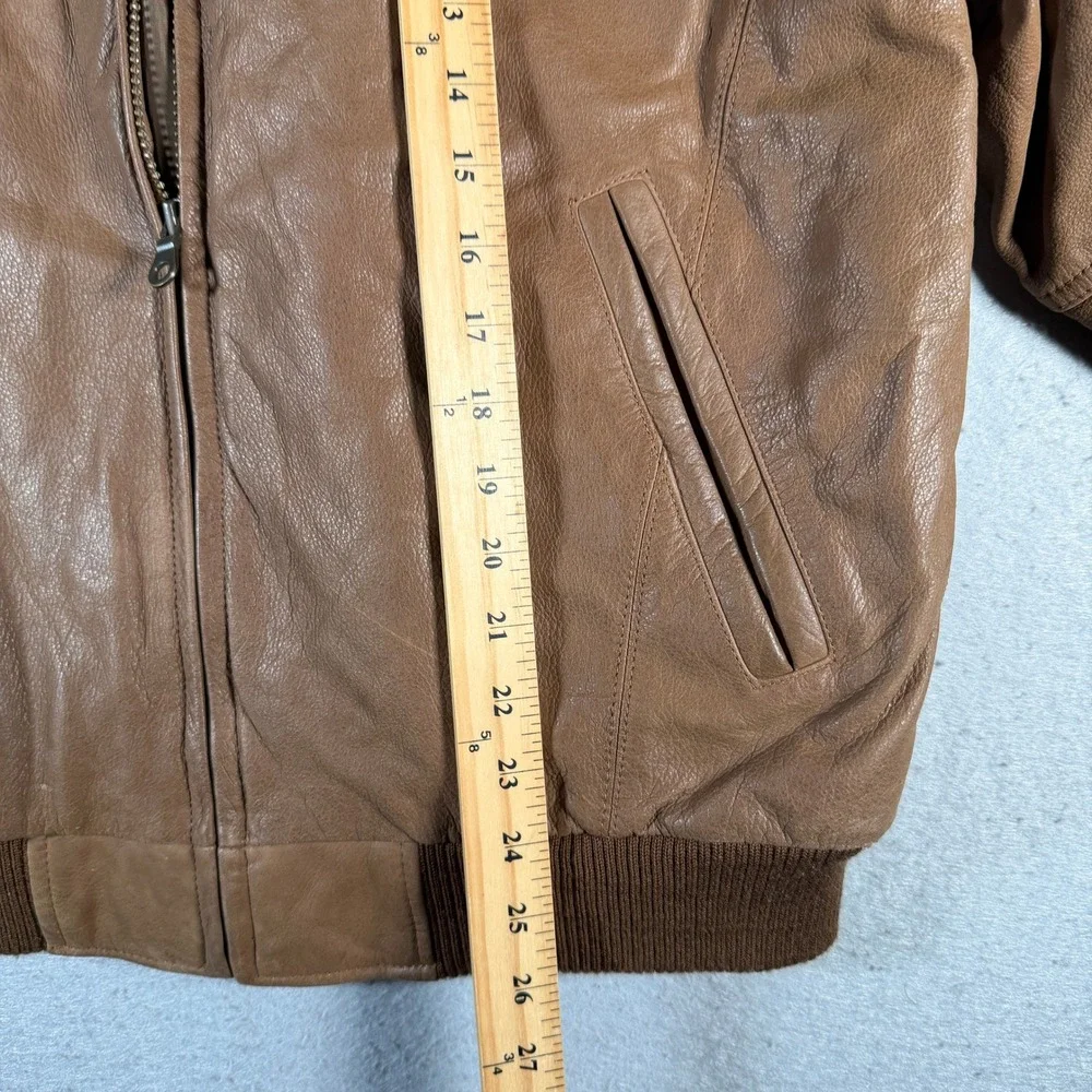 Vintage‎ Members Only Mens Brown Genuine Leather Bomber Jacket Size Large